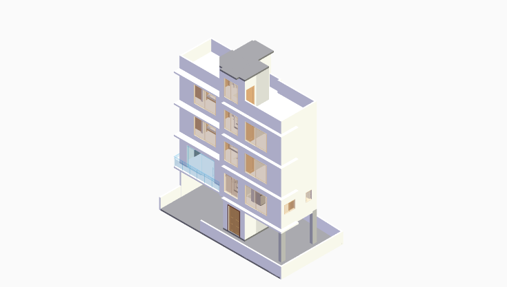 40x20 4BHK East-Facing House Plan (G+3) 40x20 (800 sqft) east-facing 4BHK residential house plan, 4-floor, by Brick & Bolt