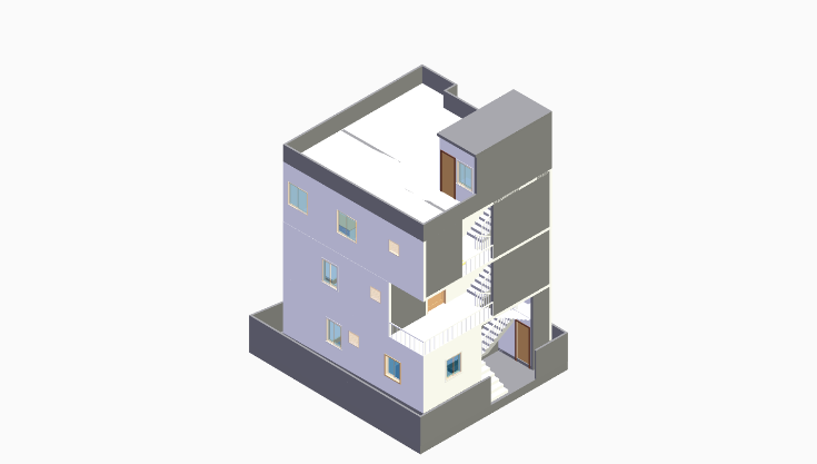 40x20 3BHK East-Facing House Plan (G+3) 40x20 (800 sqft) east-facing 3BHK residential house plan, 4-floor, by Brick & Bolt