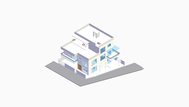 50x50 4BHK North_east-Facing House Plan (G+3) 50x50 (2500 sqft) north_east-facing 4BHK residential house plan, 4-floor, by Brick & Bolt