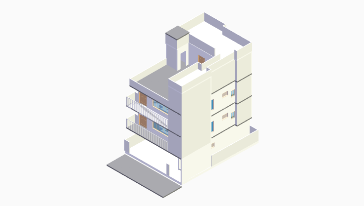 40x30 5BHK North-Facing House Plan (G+5) 40x30 (1200 sqft) north-facing 5BHK residential house plan, 6-floor, by Brick & Bolt